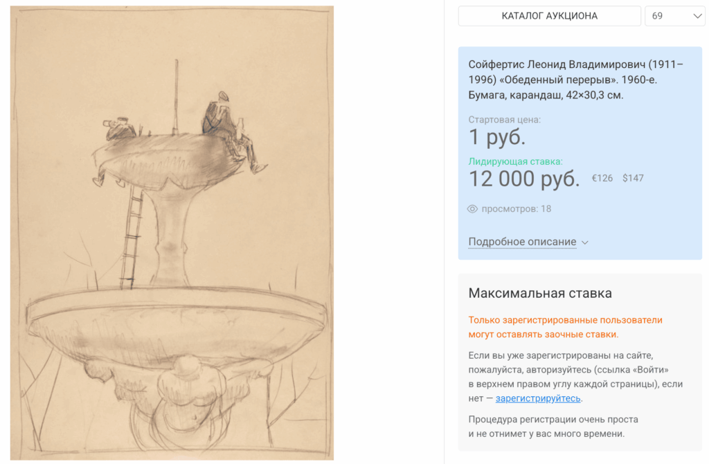 Сойфертис Леонид Владимирович (1911–1996) «Обеденный перерыв». 1960-е. Бумага, карандаш.